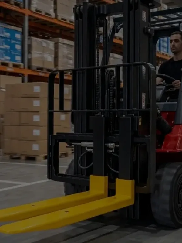 EASi FORKS weighing forks on a forklift in a warehouse